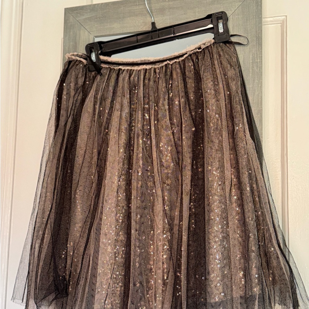 Anthropologie Greylin Tulle Gold Sequins Mini Skirt - Picture 10 of 11